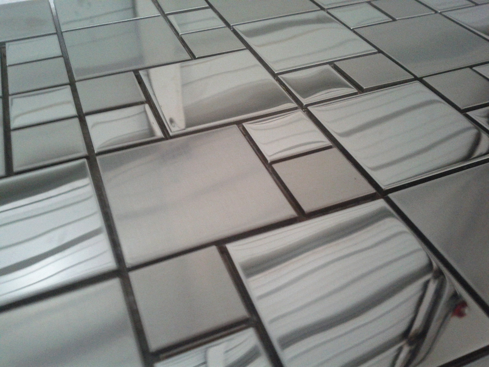 Stainless Steel Backsplash Squares Floor